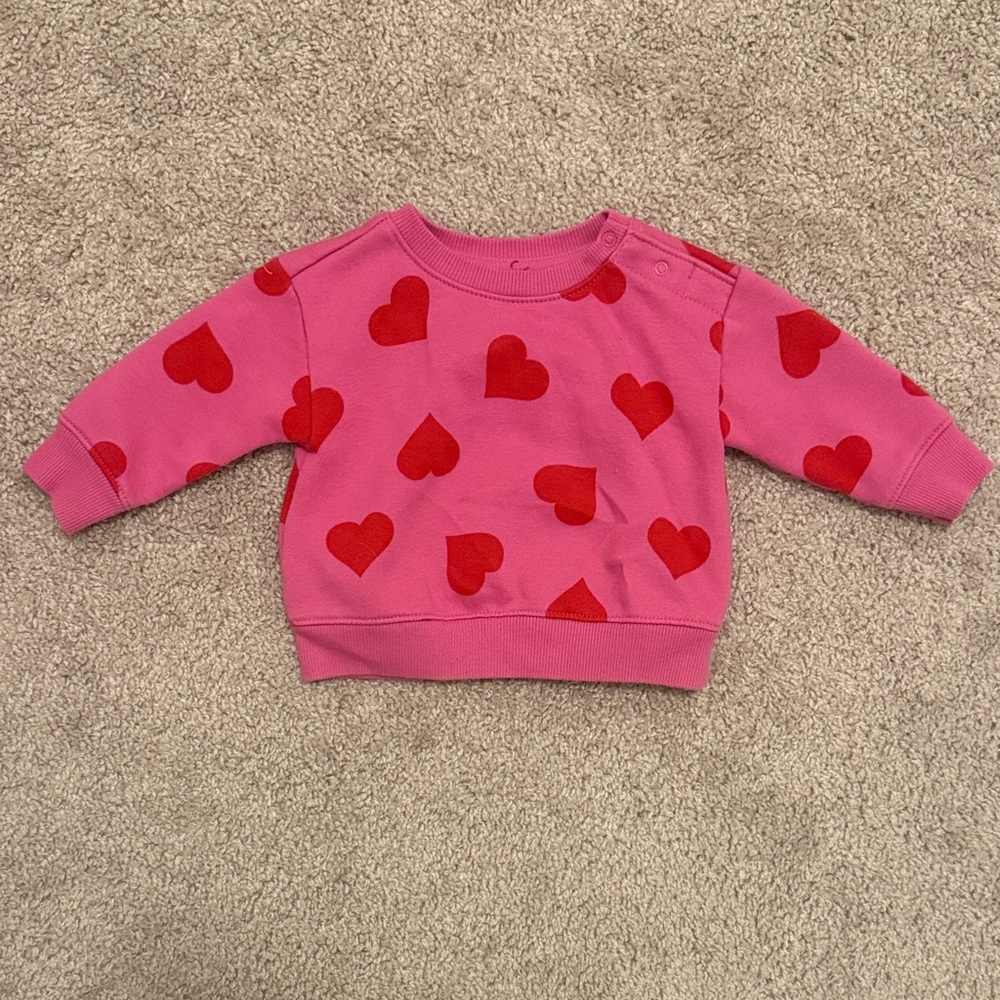 Cat & Jack Pink Sweatshirt with Red Hearts